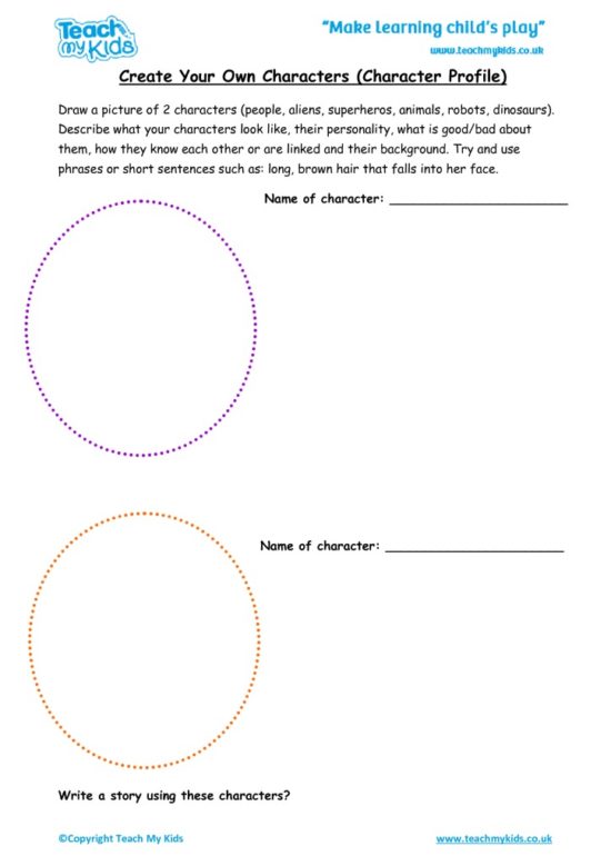 Worksheets for kids - create-your-own-characters-character-profile